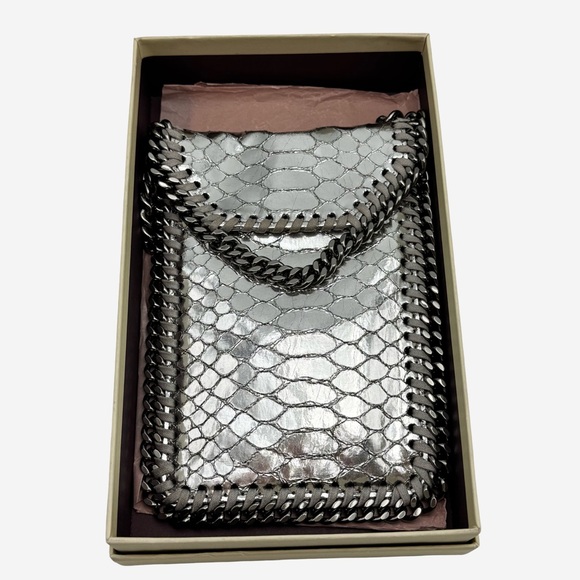 Stella McCartney Silver Python Embossed Falabella Phone Crossbody Bag W/ Box - Picture 5 of 12